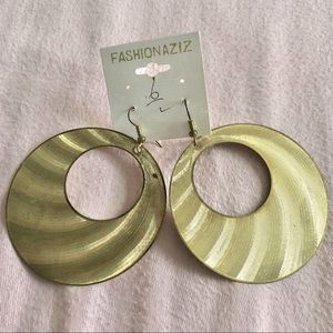 Flat Gold-Toned Reflective Cutout Hoop Fashion Earrings